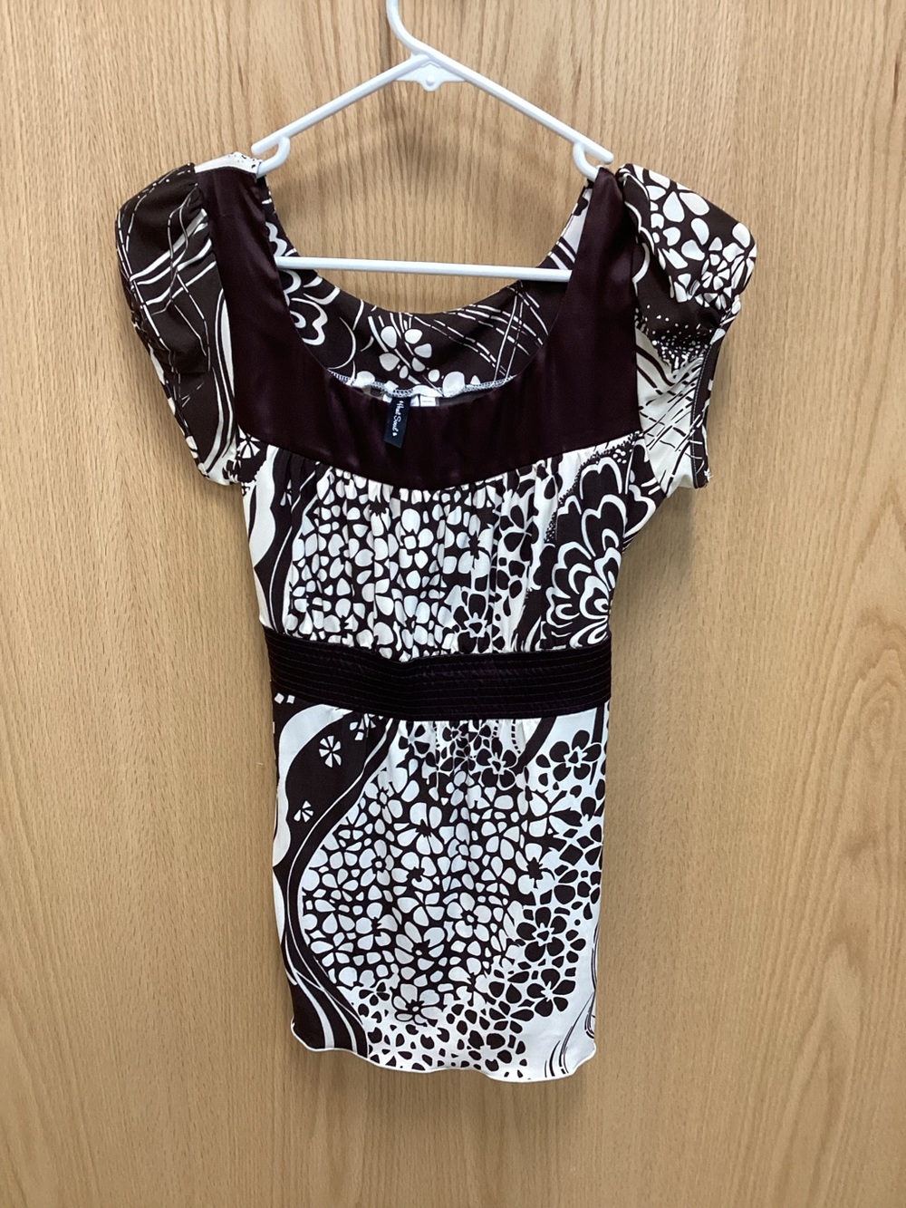 Heart Soul Brown and White Floral Scoop-Neck top